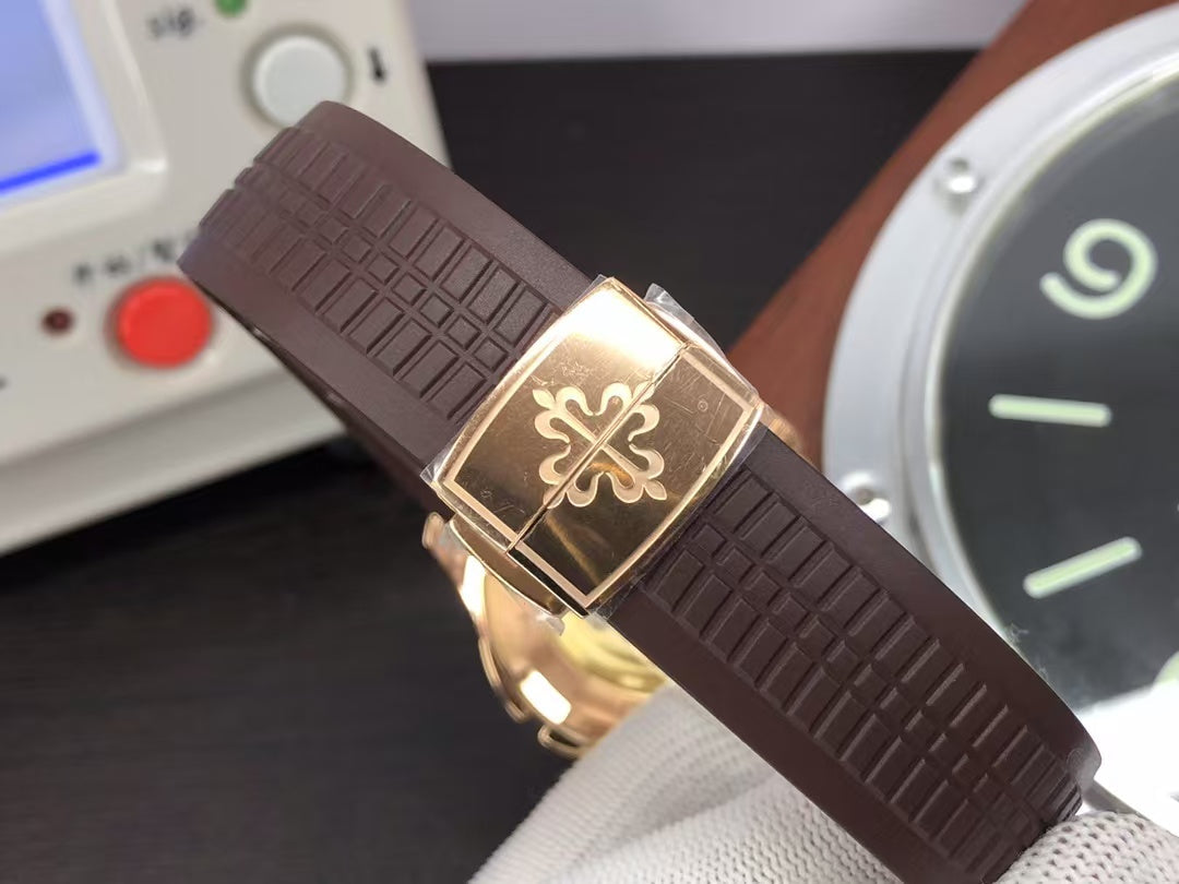 pp Aquanaut 5164R Rose Gold Case Brown Dial Brown Rubber Strap