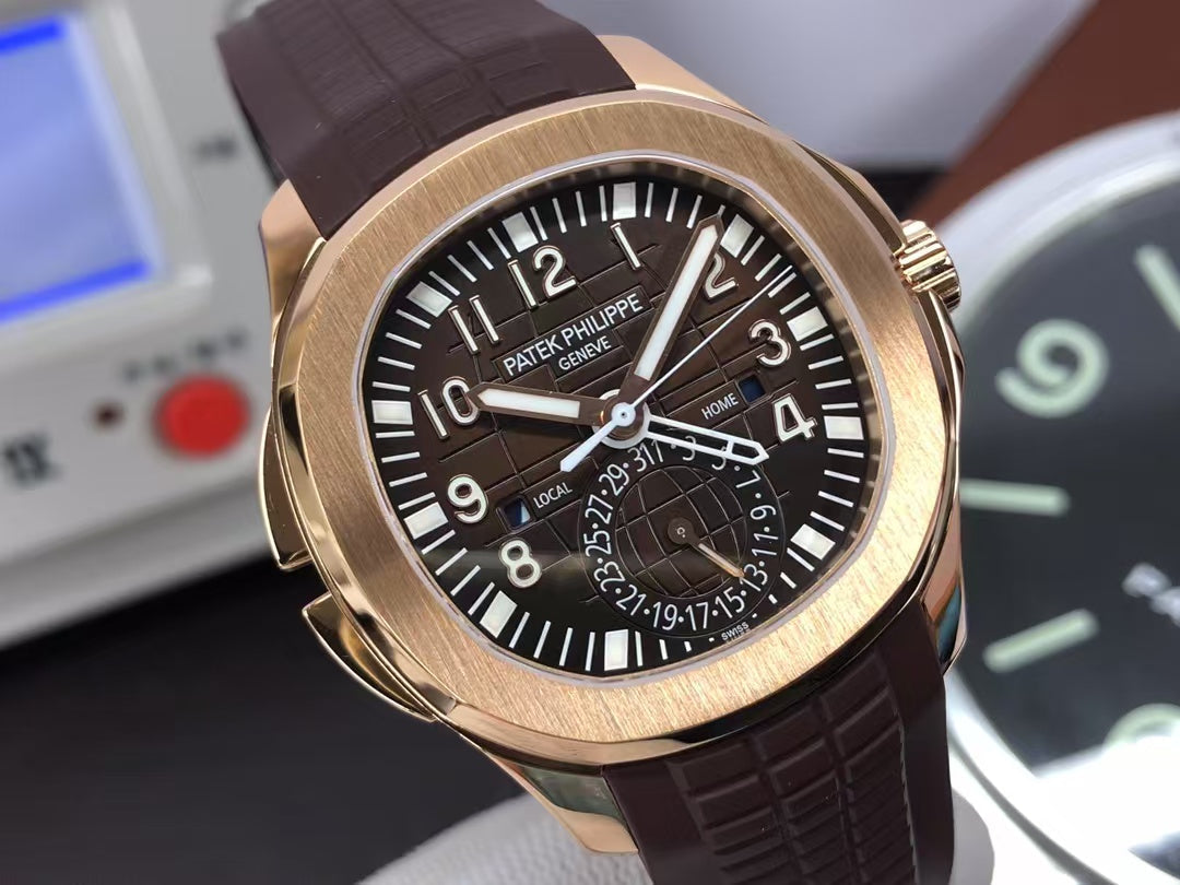 pp Aquanaut 5164R Rose Gold Case Brown Dial Brown Rubber Strap