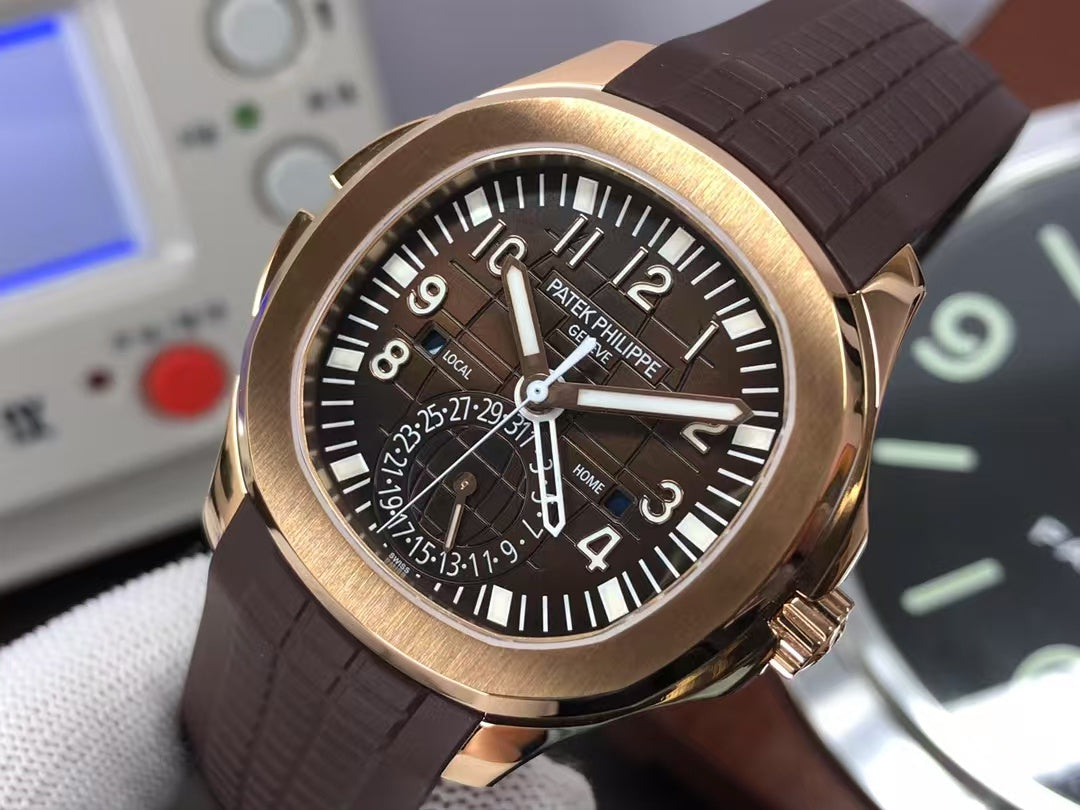 pp Aquanaut 5164R Rose Gold Case Brown Dial Brown Rubber Strap