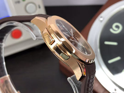 pp Aquanaut 5164R Rose Gold Case Brown Dial Brown Rubber Strap