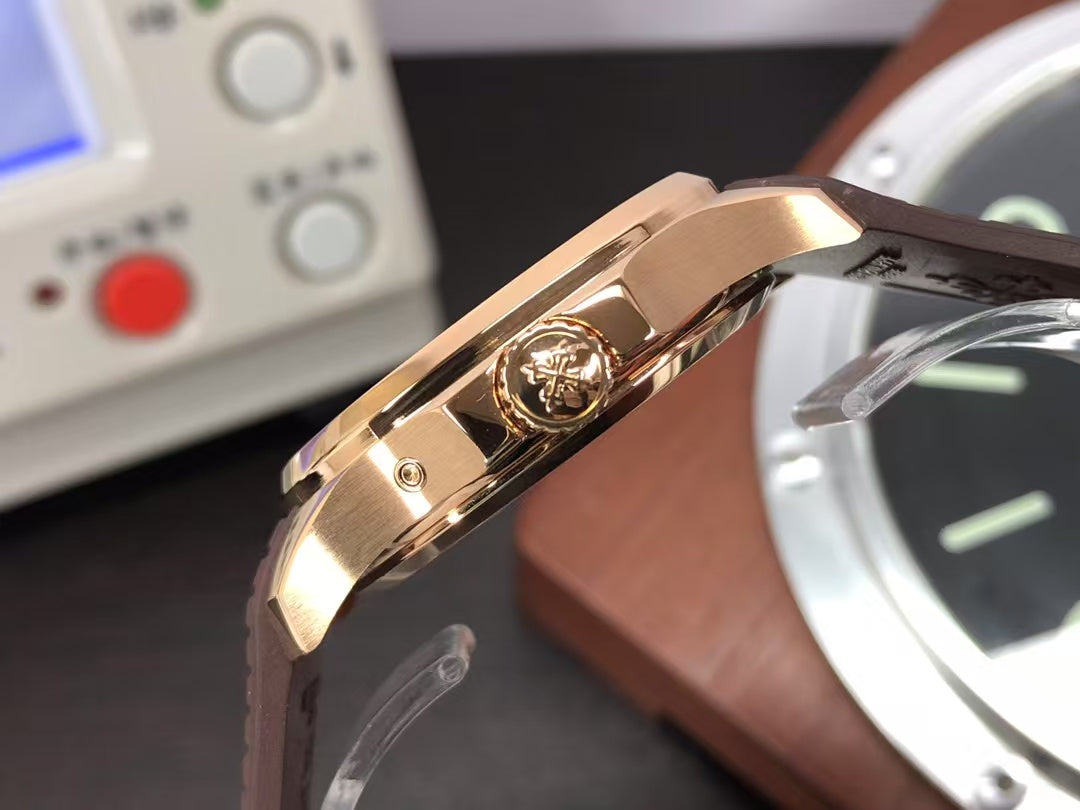 pp Aquanaut 5164R Rose Gold Case Brown Dial Brown Rubber Strap
