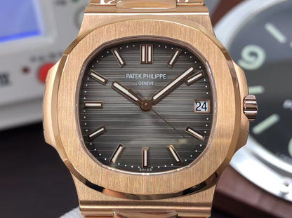 pp Nautilus 5711 Rose Gold Case Grey Dial 324 Movement