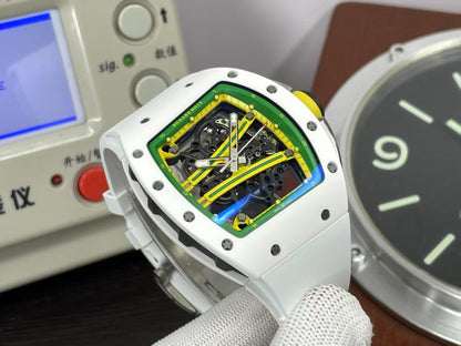 RM RM061 01 Yohan Blake White Ceramic Case RMUL2 Movement White Rubber Band