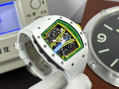 RM RM061 01 Yohan Blake White Ceramic Case RMUL2 Movement White Rubber Band