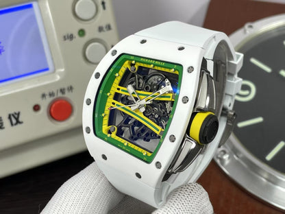 RM RM061 01 Yohan Blake White Ceramic Case RMUL2 Movement White Rubber Band