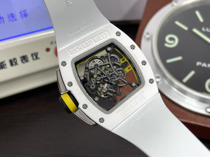 RM RM061 01 Yohan Blake White Ceramic Case RMUL2 Movement White Rubber Band