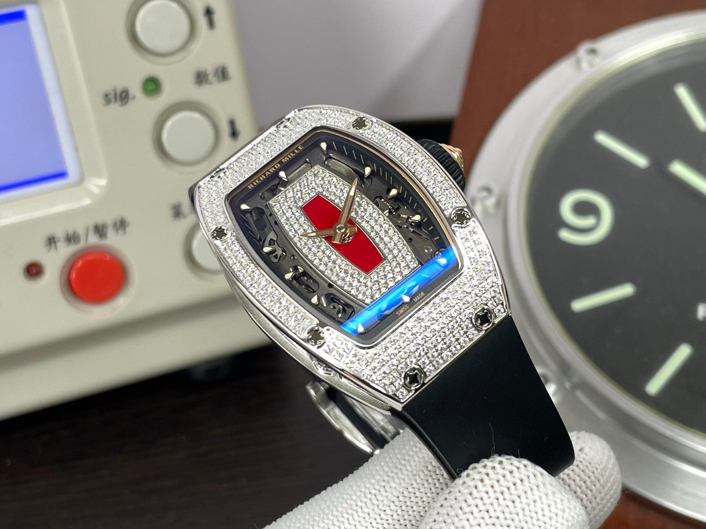 RM RM07 01 Snow Diamond CRMA2 Automatic Movement with Black Rubber Band