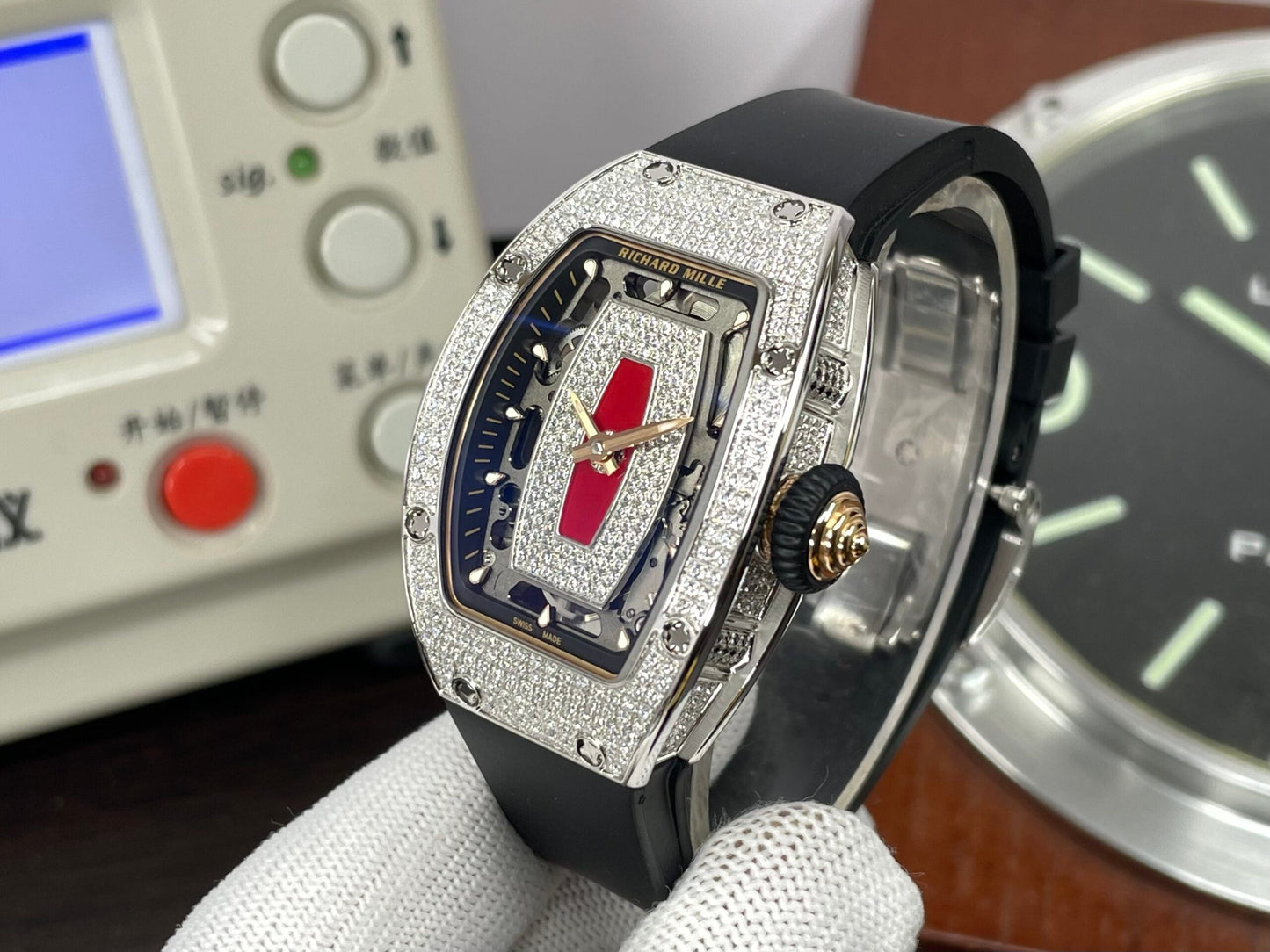RM RM07 01 Snow Diamond CRMA2 Automatic Movement with Black Rubber Band