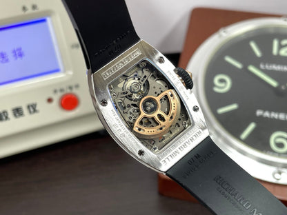 RM RM07 01 Snow Diamond Skeleton Black Dial Black Rubber Band with CRMA2 Movement