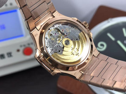 pp Nautilus Ladies 7118 Rose Gold Case White Dial Diamond Bezel with 324 Movement