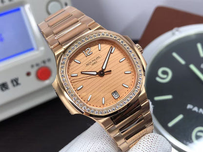 pp Nautilus 7118 Ladies Rose Gold Case Rose Gold Dial 324 Movement
