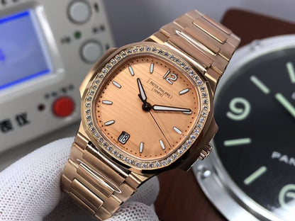 pp Nautilus 7118 Ladies Rose Gold Case Rose Gold Dial 324 Movement
