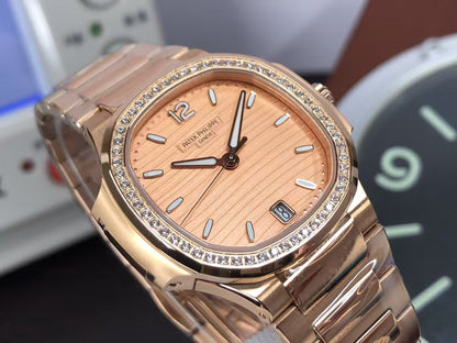 pp Nautilus 7118 Ladies Rose Gold Case Rose Gold Dial 324 Movement
