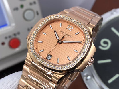 pp Nautilus 7118 Ladies Rose Gold Case Rose Gold Dial 324 Movement