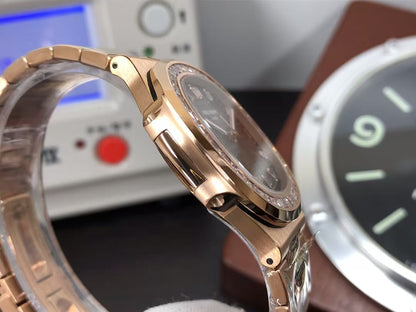 pp Nautilus 5711 Rose Gold Case Diamond Bezel Grey Dial with 324 Movement
