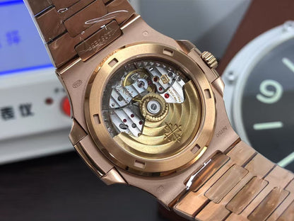 pp Nautilus 5711 Rose Gold Case Diamond Bezel Grey Dial with 324 Movement