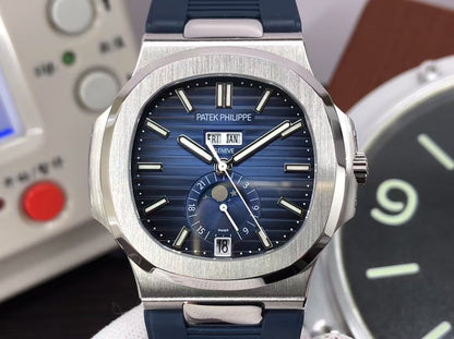 pp Nautilus Annual Calendar 5726 Blue Dial Blue Rubber Band 324 Movement