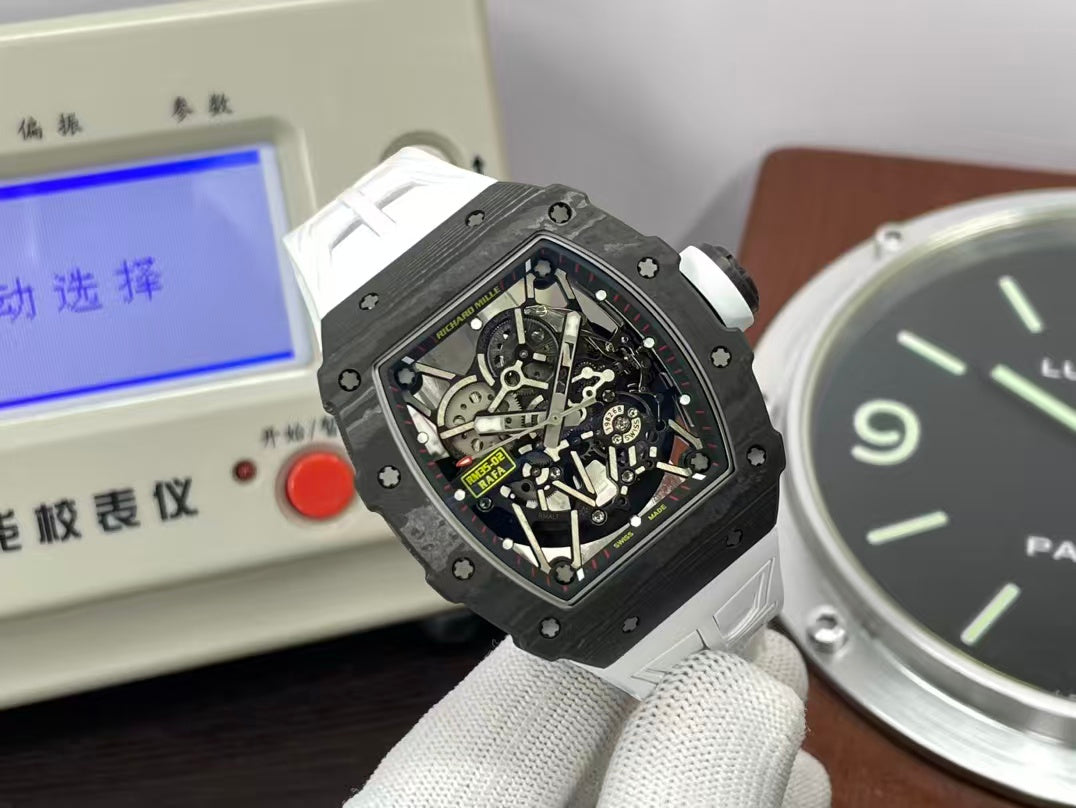 RM RM35-02 Real Black NTPT Case RMAL1 Movement White Rubber Strap