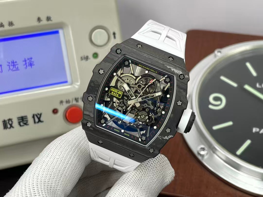 RM RM35-02 Real Black NTPT Case RMAL1 Movement White Rubber Strap
