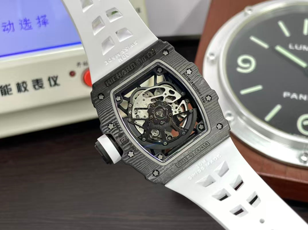 RM RM35-02 Real Black NTPT Case RMAL1 Movement White Rubber Strap