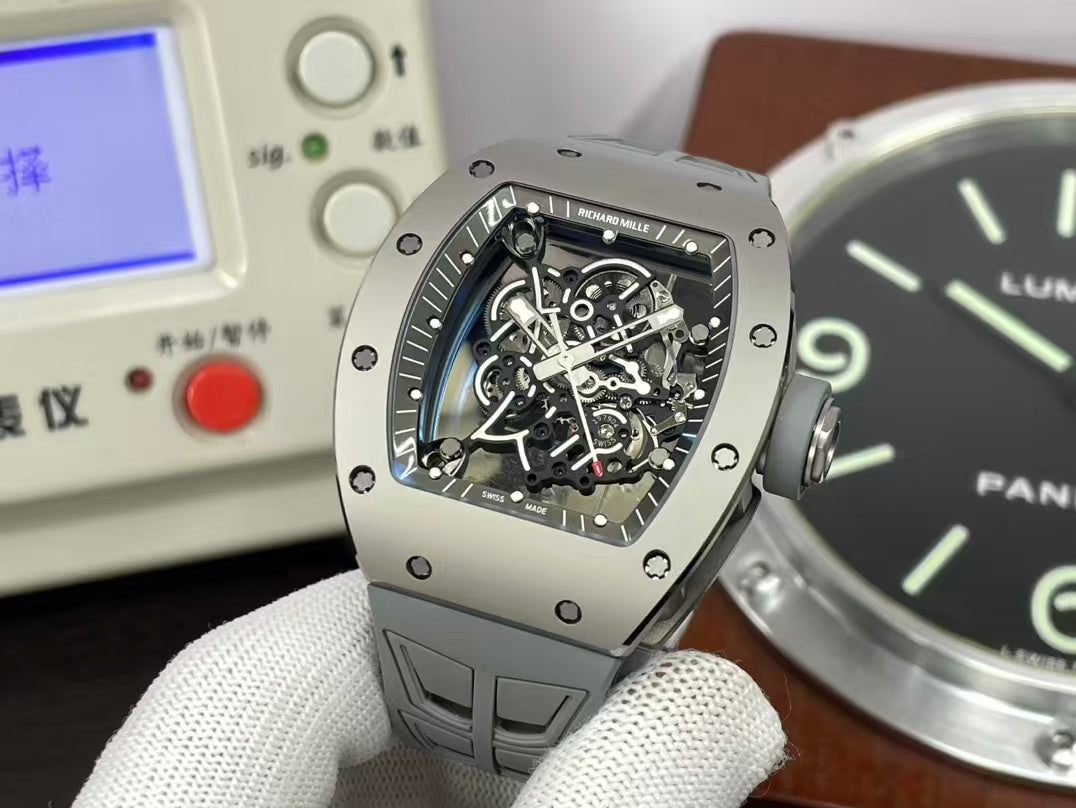 RM RM055 Gray Ceramic Case RMUL2 Movement Gray Shark Rubber Strap