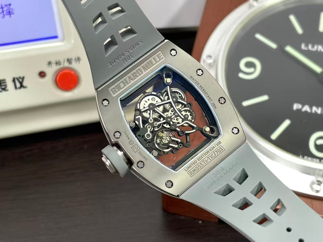RM RM055 Gray Ceramic Case RMUL2 Movement Gray Shark Rubber Strap