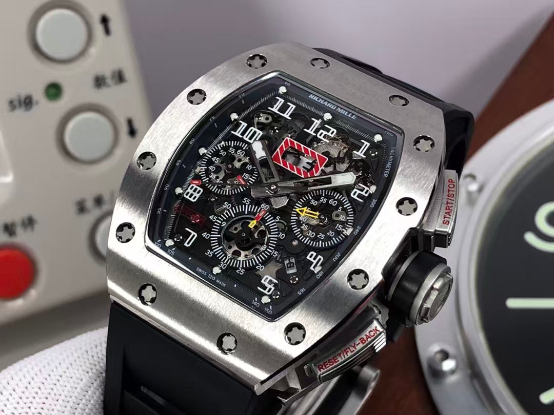 RM RM011 03 Titan Felipe Massa Valjoux 7750 Movement Skeleton Dial Black Rubber Strap