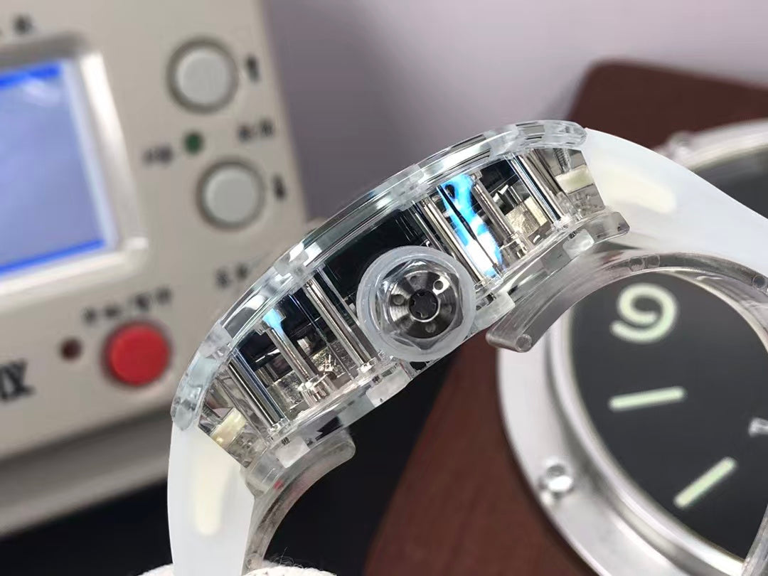 RM RM012 01 Transparent Case Handwinding Tourbillon Movement Transparent Rubber Strap