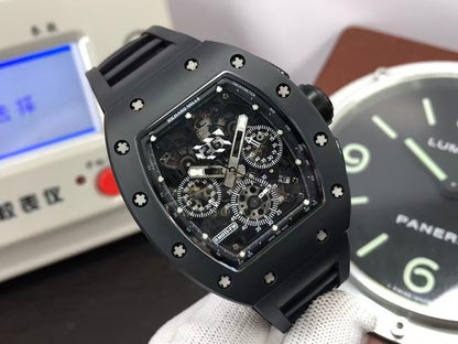 RM RM011 Felipe Massa Titanium Flyback Chronograph RMAC1 Movement Black Ceramic Case Black Rubber Strap