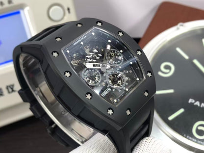 RM RM011 Felipe Massa Titanium Flyback Chronograph RMAC1 Movement Black Ceramic Case Black Rubber Strap