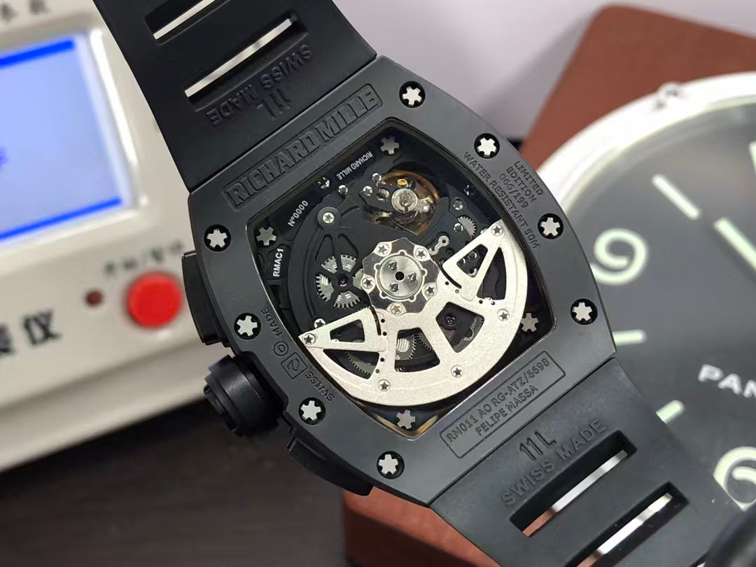RM RM011 Felipe Massa Titanium Flyback Chronograph RMAC1 Movement Black Ceramic Case Black Rubber Strap