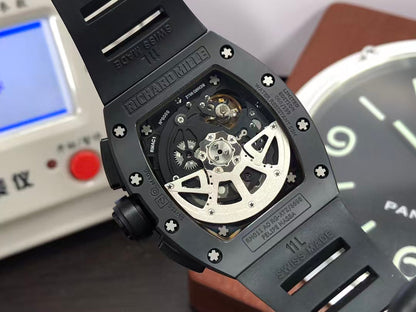 RM RM011 Felipe Massa Titanium Flyback Chronograph RMAC1 Movement Black Ceramic Case Black Rubber Strap