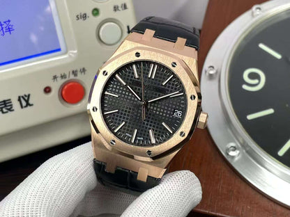 Super Watch ap Royal Oak 15510OR Rose Gold Case Black Dial 4302 Movement