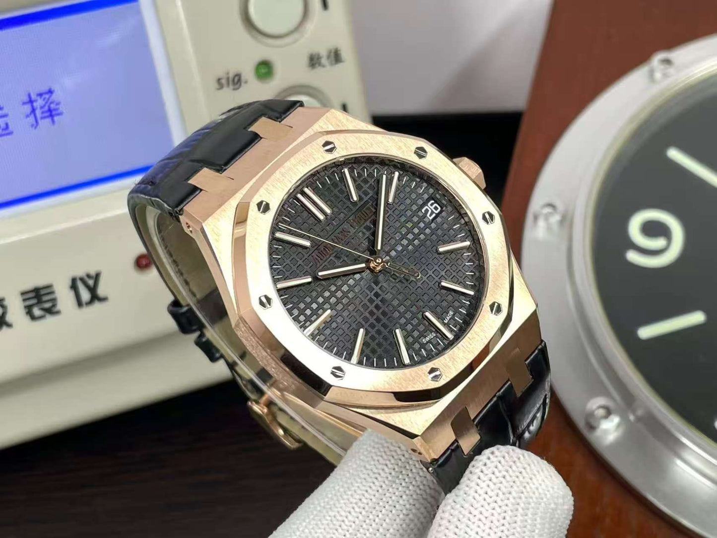 Super Watch ap Royal Oak 15510OR Rose Gold Case Black Dial 4302 Movement