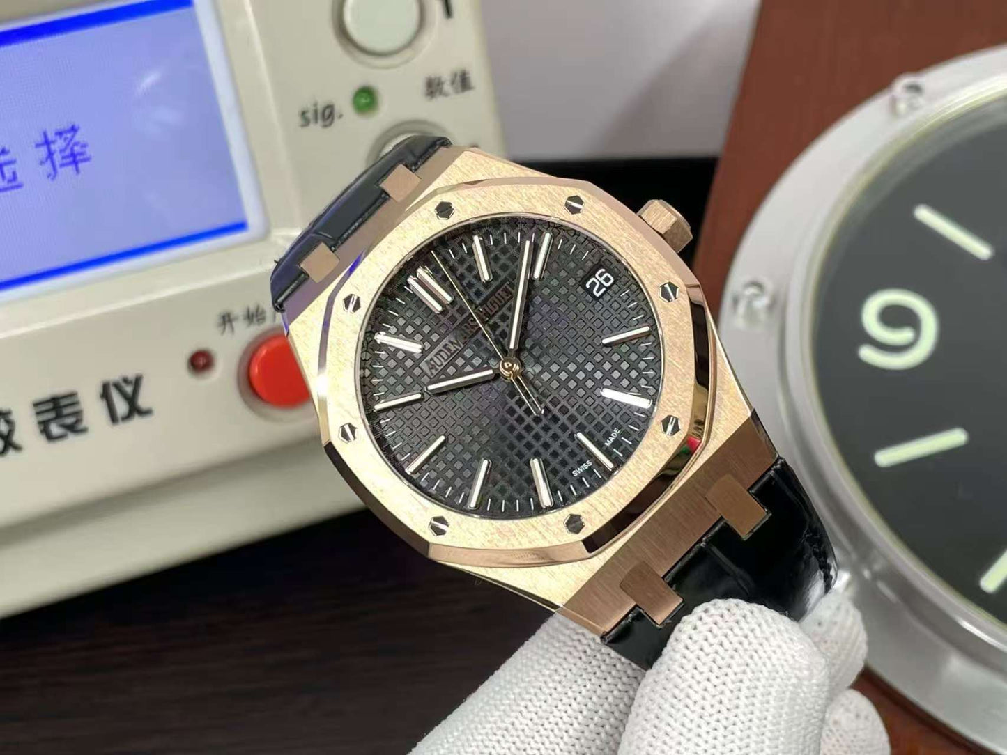 Super Watch ap Royal Oak 15510OR Rose Gold Case Black Dial 4302 Movement