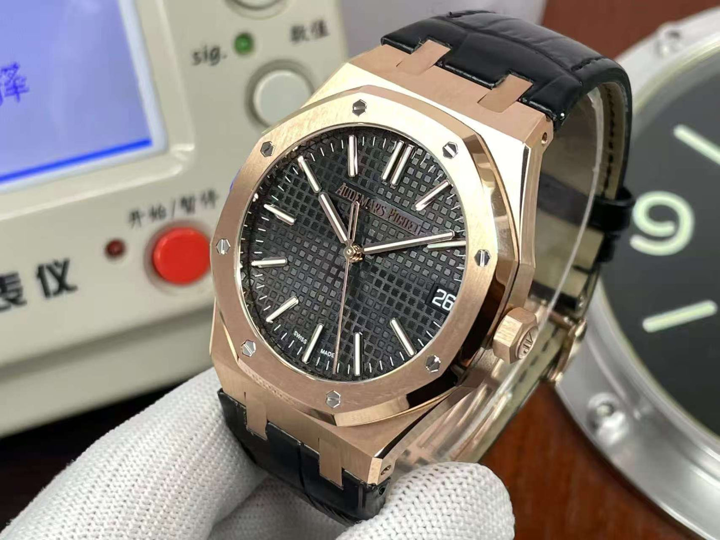 Super Watch ap Royal Oak 15510OR Rose Gold Case Black Dial 4302 Movement