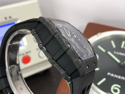 RM RM012 01 Black Carbon Case Handwinding Tourbillon Movement Black Rubber Strap