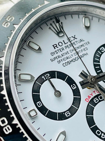 CLEAN FACTORY 1:1 Rolex Daytona 116500 PANDA Best Edition CF 904L SS Case and Bracelet White Dial