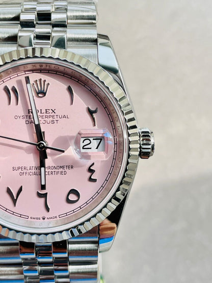 DIWF Factory 1:1 Rolex DateJust 36 126234 Best Edition 904L Steel Tiffany Pink Dial Arabic Marker SA3235