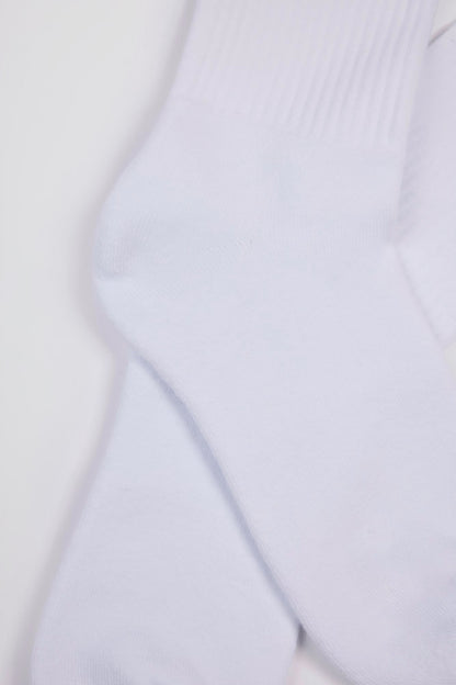 Ribbed Half-Crew Socks in White
