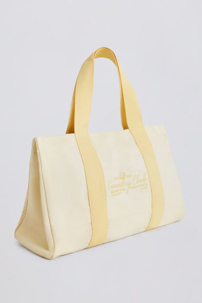 Oversized Canvas Tote Bag in Lemon