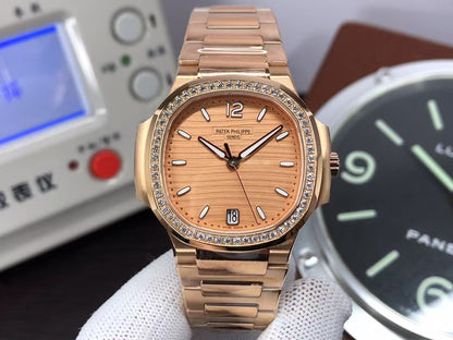 pp Nautilus 7118 Ladies Rose Gold Case Rose Gold Dial 324 Movement