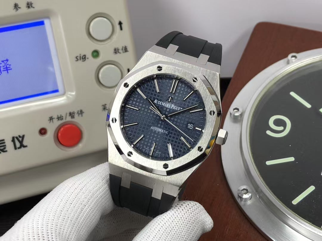 ap Royal Oak 15400 Blue Dial Black Rubber Band with Super 3120 Movement