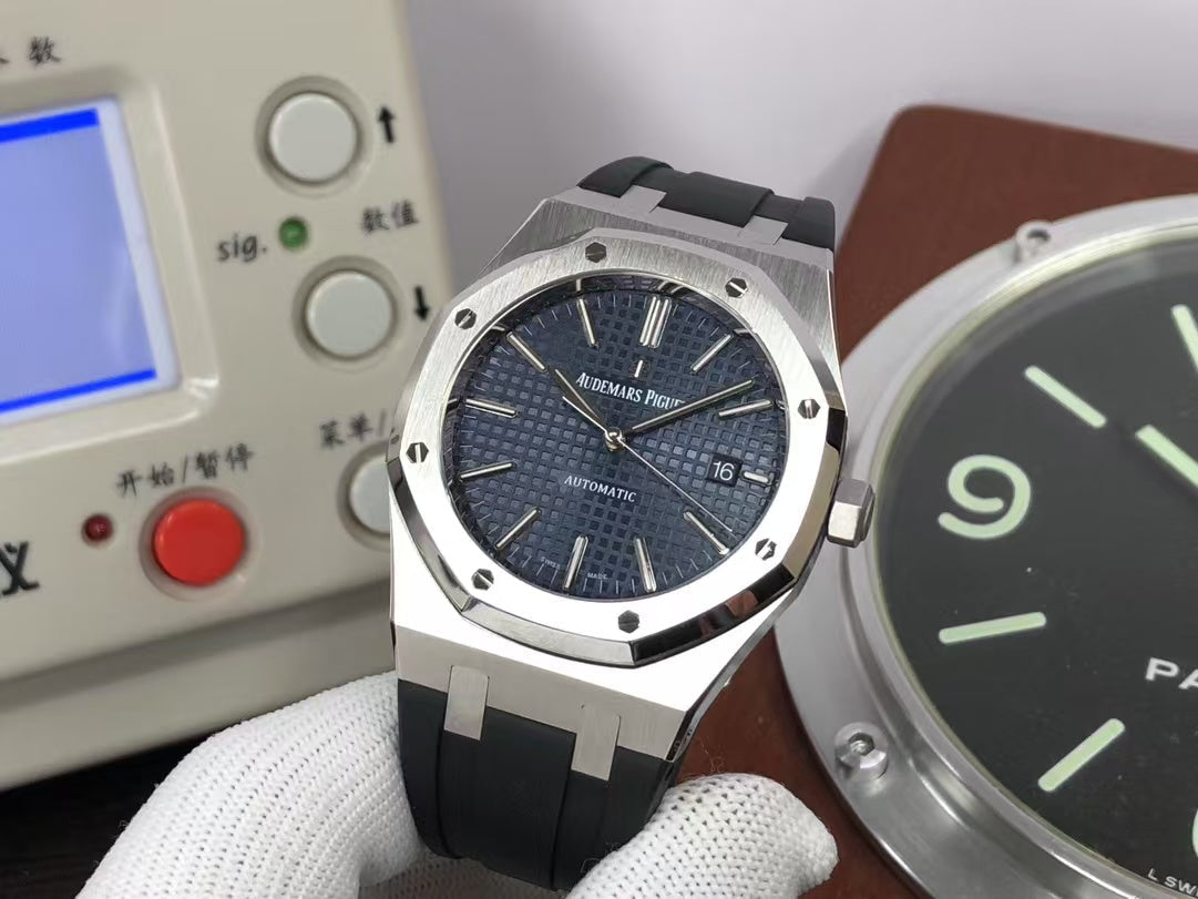 ap Royal Oak 15400 Blue Dial Black Rubber Band with Super 3120 Movement