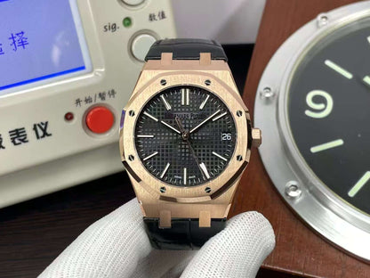 Super Watch ap Royal Oak 15510OR Rose Gold Case Black Dial 4302 Movement