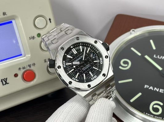 ap Royal Oak Offshore Diver 15703 Black Dial Steel Bracelet with Super 3120 Movement