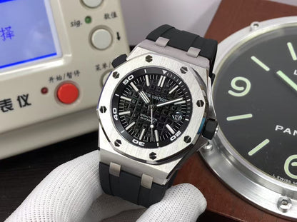 ap Royal Oak Offshore Diver 15703 Black Dial Black Rubber Band with Super 3120 Movement