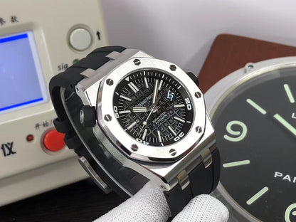 ap Royal Oak Offshore Diver 15703 Black Dial Black Rubber Band with Super 3120 Movement