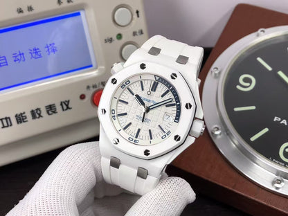 ap Royal Oak Offshore Diver 15707 White Ceramic with 3120 Movement