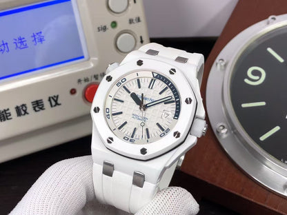 ap Royal Oak Offshore Diver 15707 White Ceramic with 3120 Movement